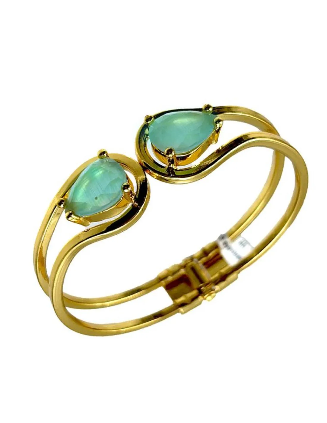 PULSERAS MUJER DORADAS CON PIEDRAS AZUL AGUAMARINA