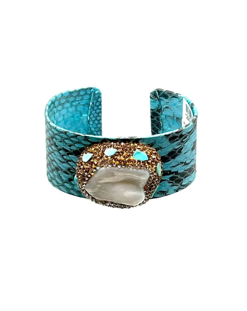 PULSERAS TURQUESAS CON PERLAS BONITO BRAZALETE AJUSTABLE