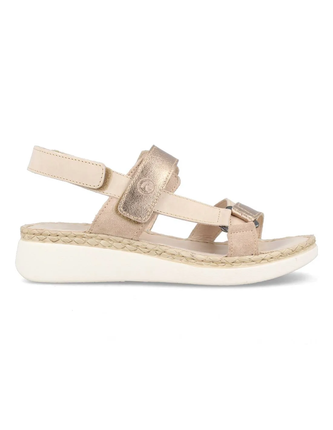 RIPOSELLA  SANDALIA VELCROS METALIZADO BEIGE