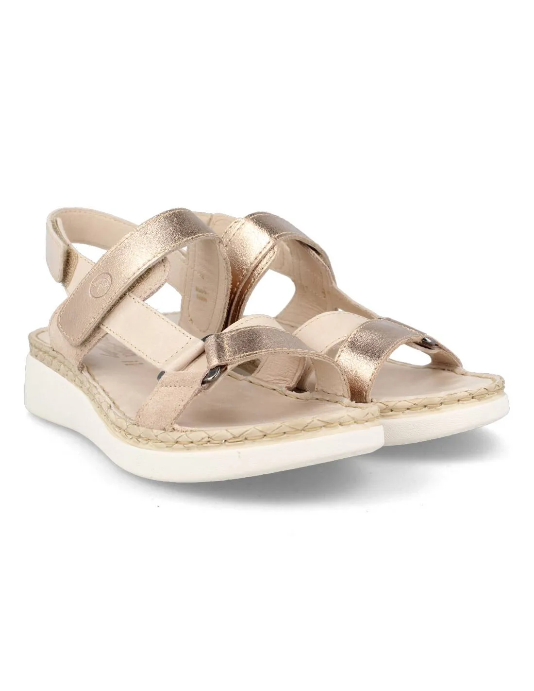 RIPOSELLA  SANDALIA VELCROS METALIZADO BEIGE