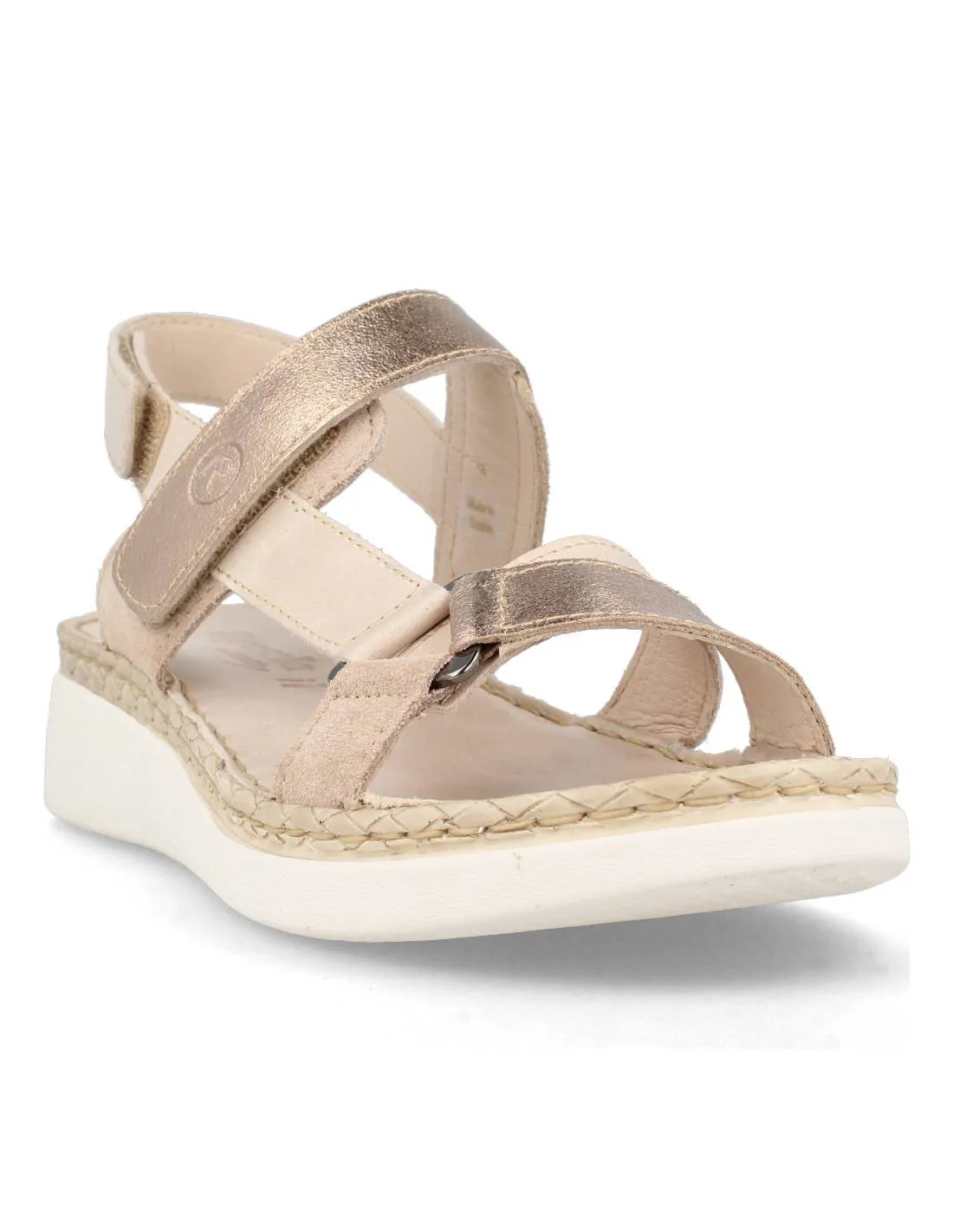RIPOSELLA  SANDALIA VELCROS METALIZADO BEIGE
