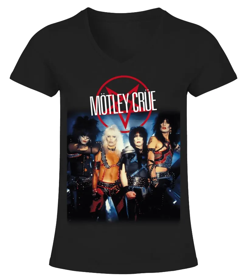RK80S614BK. MöTLEY CRüE  SHOUT AT THE DEVIL 3 CAMISETA CUELLO PICO MUJER