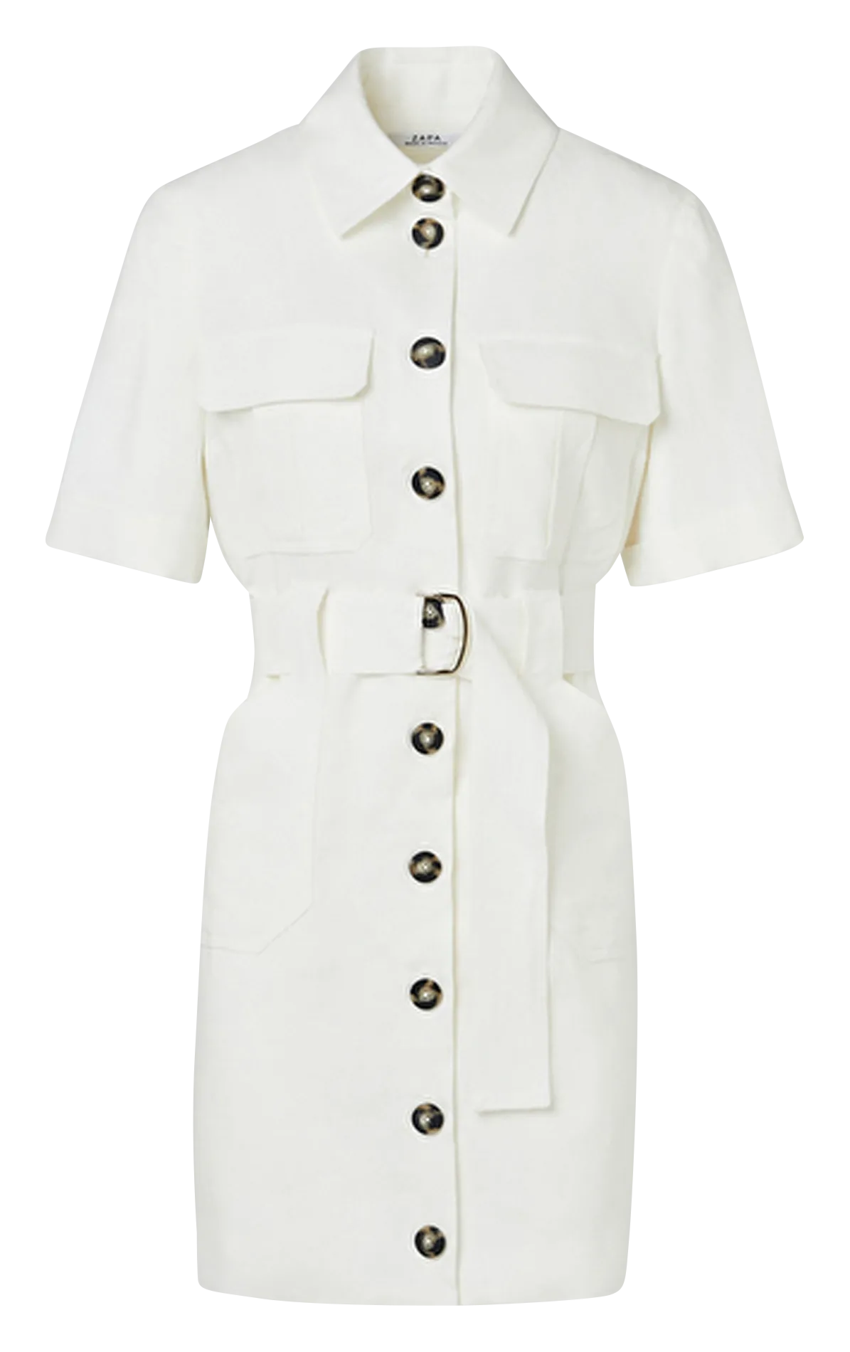 ROYETTE  VESTIDO CAMISERO SAHARIANO DE LINO EN BLANCO