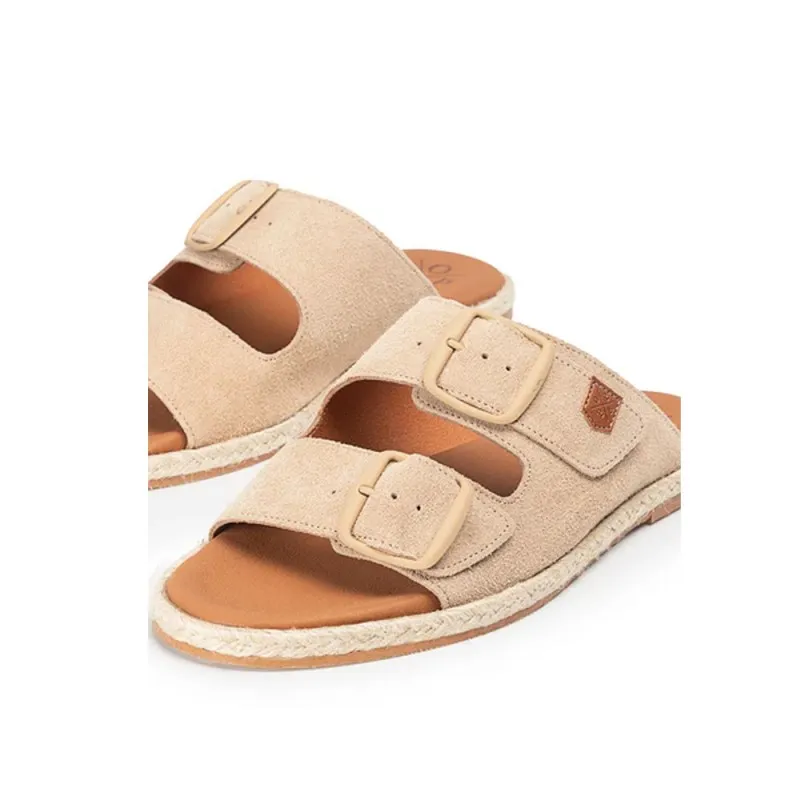 Sandalia Plana Galdana Serraje Beige
