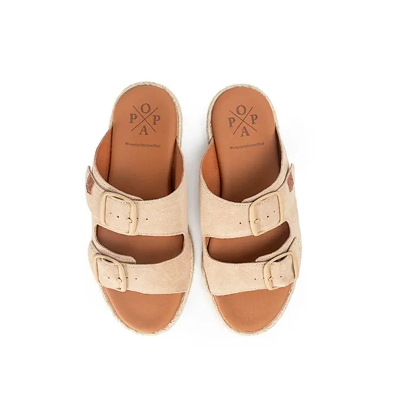 Sandalia Plana Galdana Serraje Beige
