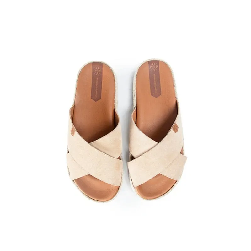 Sandalia Plana Niger Serraje Beige