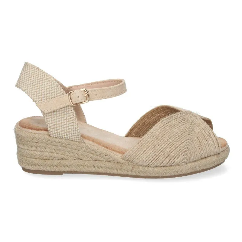 SANDALIAS DE CUñA BEIGE PARA MUJER PALA CIRCULAR UNIDA XJY4P1