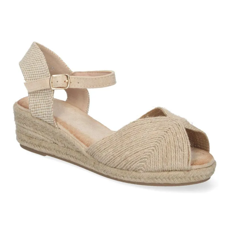 SANDALIAS DE CUñA BEIGE PARA MUJER PALA CIRCULAR UNIDA XJY4P1