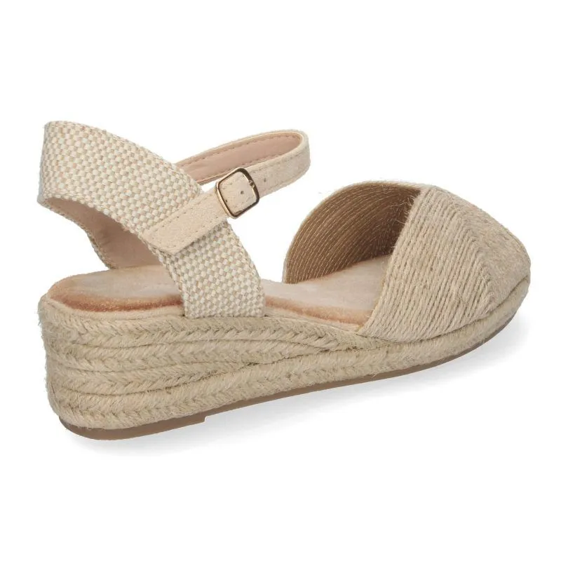 SANDALIAS DE CUñA BEIGE PARA MUJER PALA CIRCULAR UNIDA XJY4P1