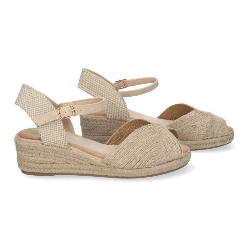 SANDALIAS DE CUñA BEIGE PARA MUJER PALA CIRCULAR UNIDA XJY4P1