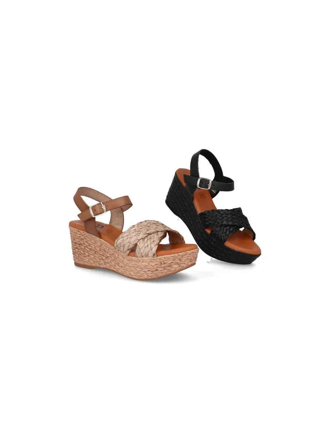 Sandalias plataforma piel yute