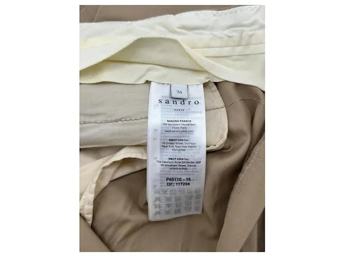 SANDRO Pantalón T.fr 36 Algodón Beige 