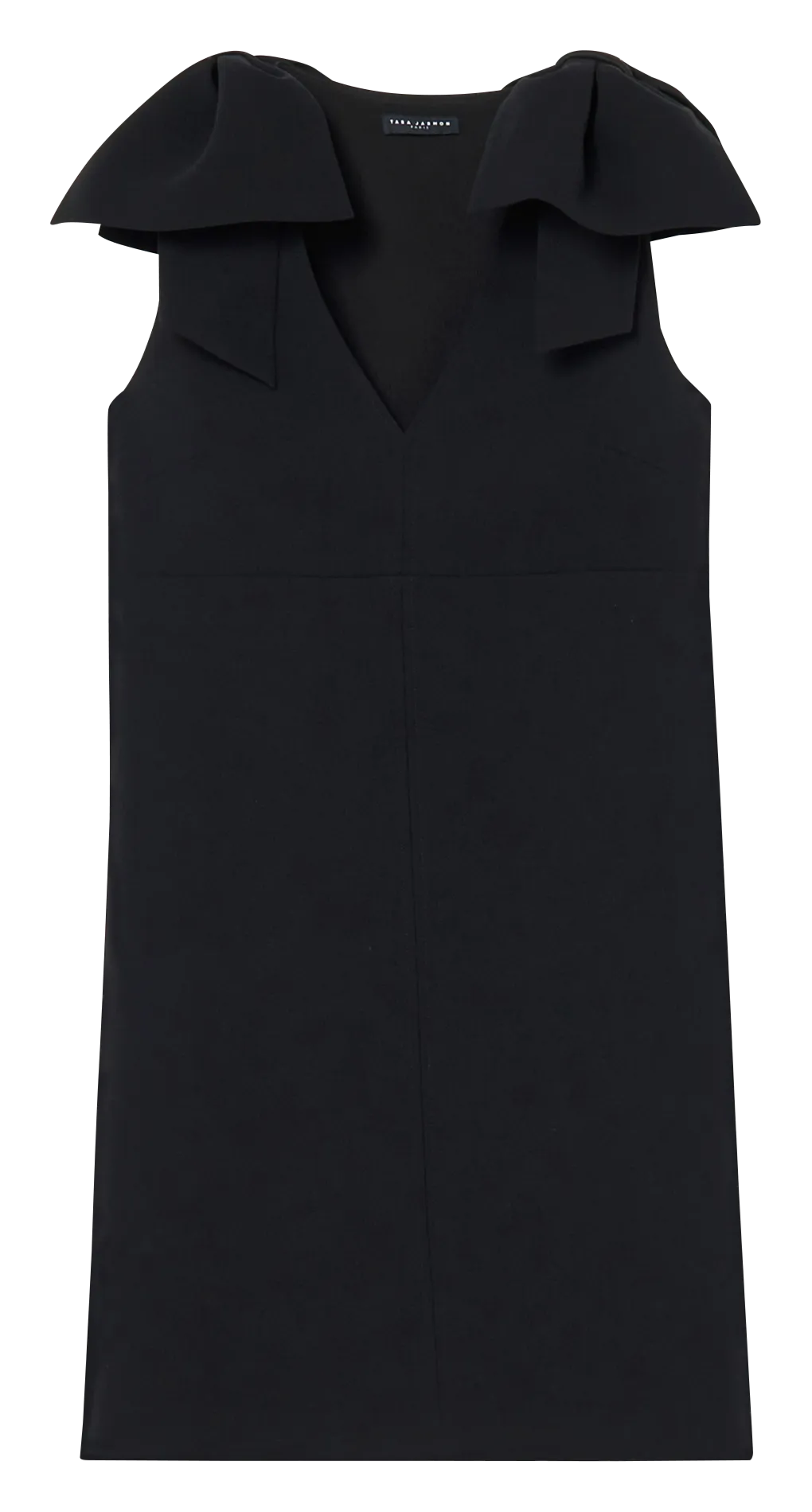 TARA JARMON REMARQUABLE  VESTIDO CORTO RECTO DE CREPé CON LAZOS EN NEGRO