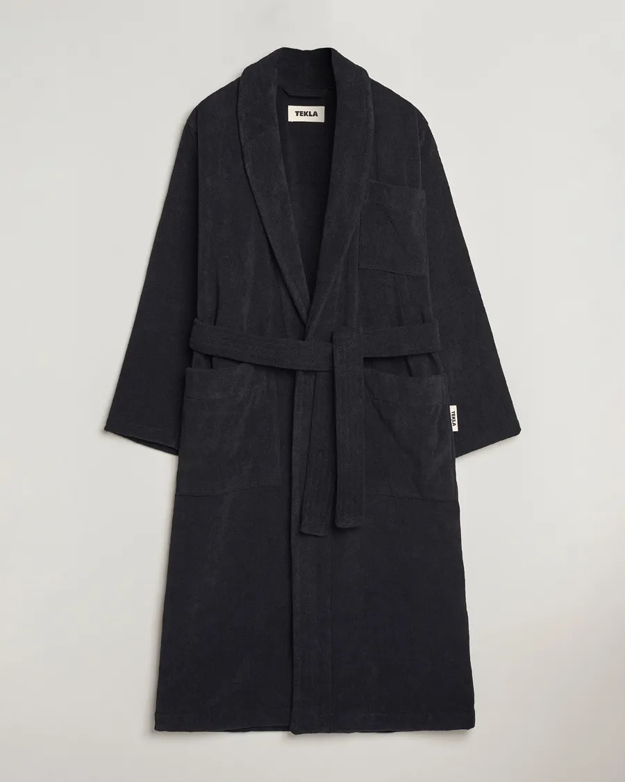 Tekla Organic Terry Bathrobe Black