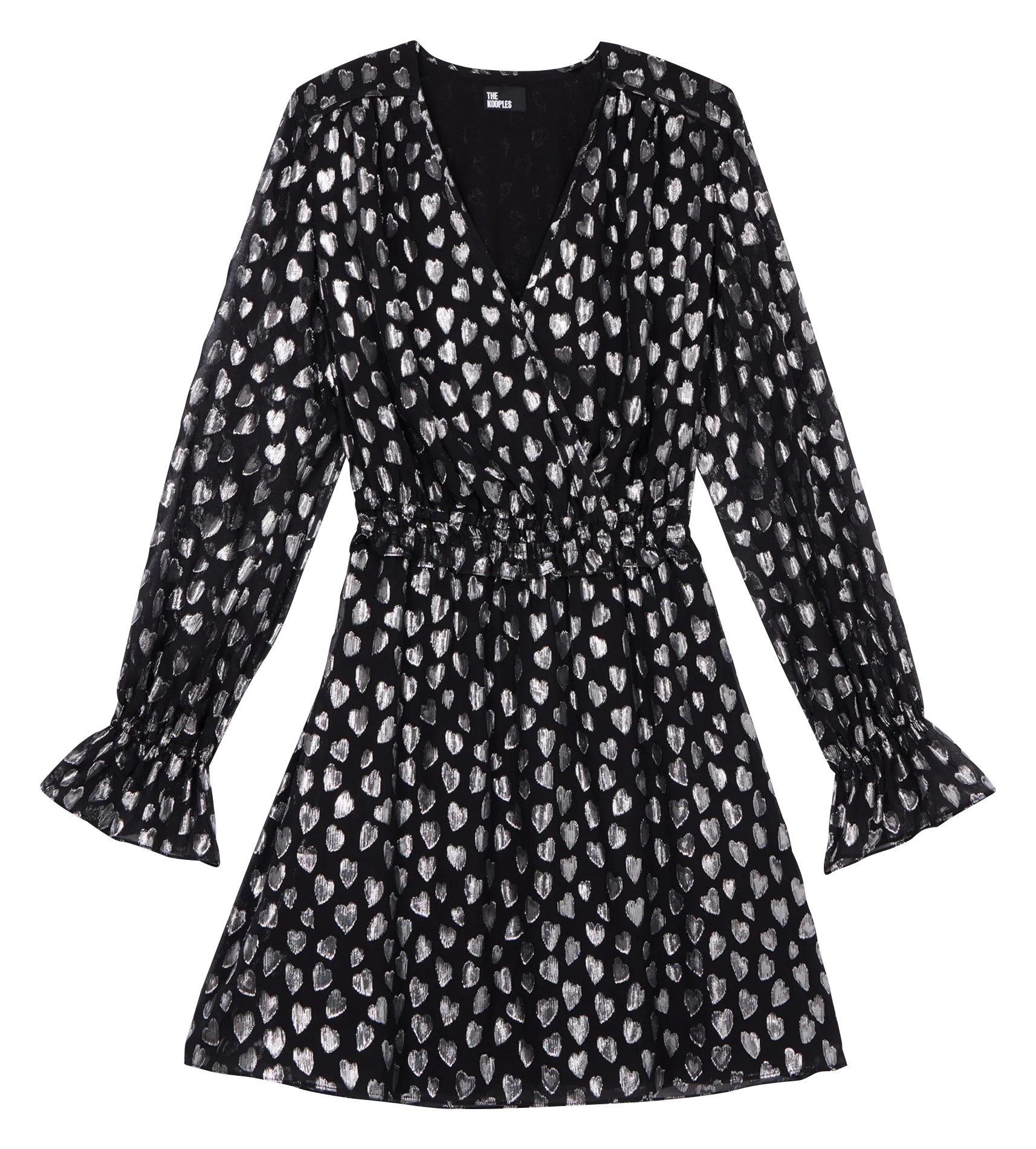 THE KOOPLES Vestido corto con cuello de pico en gris