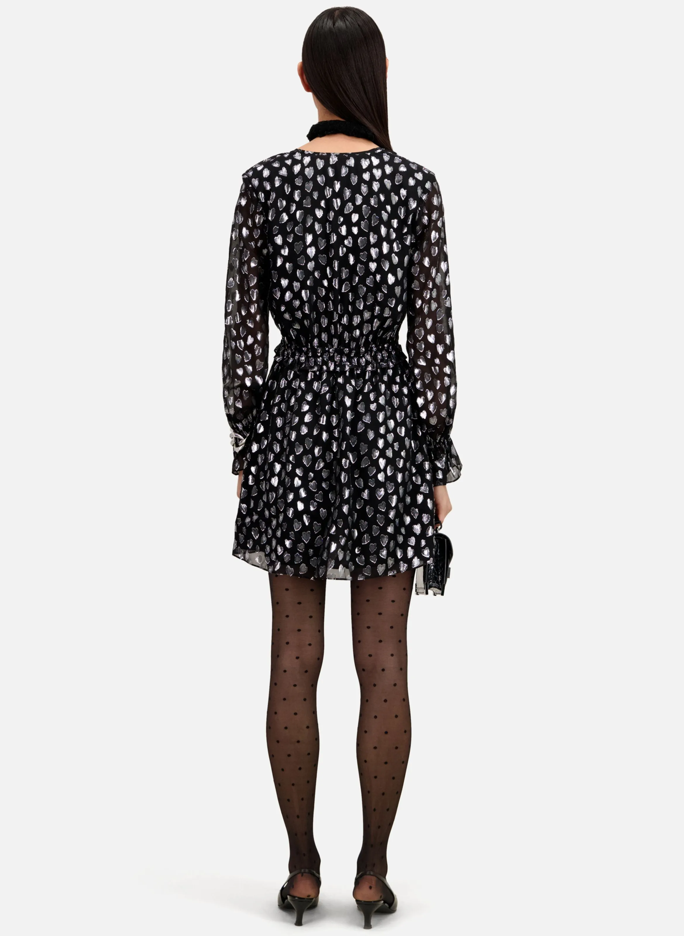 THE KOOPLES Vestido corto con cuello de pico en gris