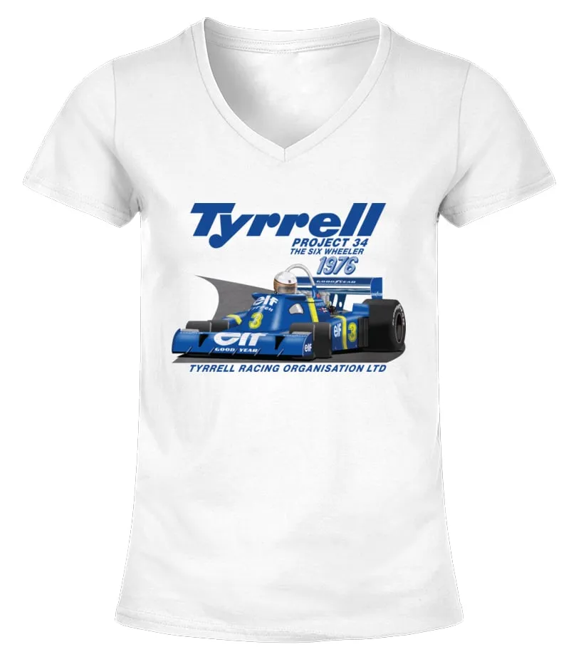 Tyrrell 1976 P34 Six Wheel Shirt 2022 Camiseta cuello pico Mujer