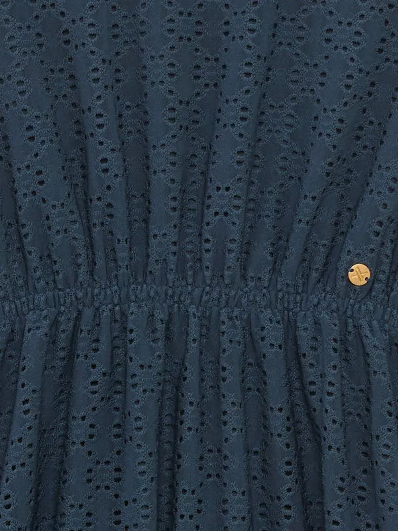 VESTIDO AJUSTADO DE PUNTO CALADO  AZUL