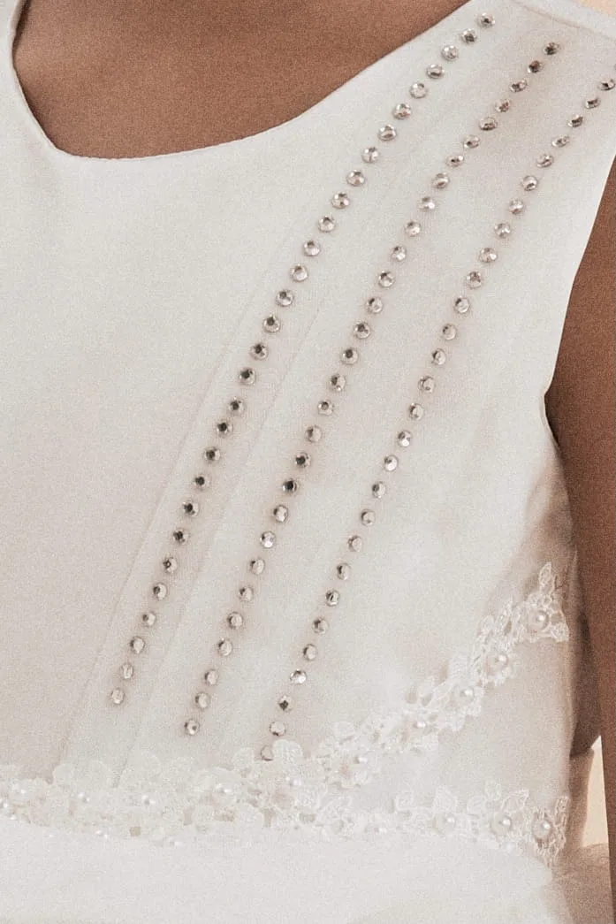 Vestido ceremonia niña Monica blanco