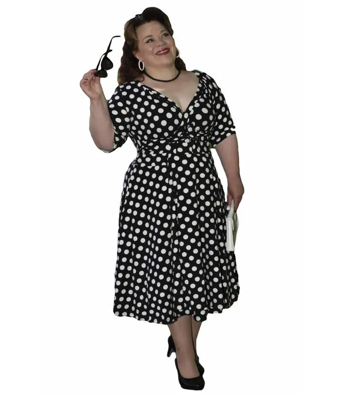 VESTIDO CRUZADO PUNTO NEGRO LUNARES BLANCOS MATILDA DOLLY AND DOTTY V870BLAWHIP