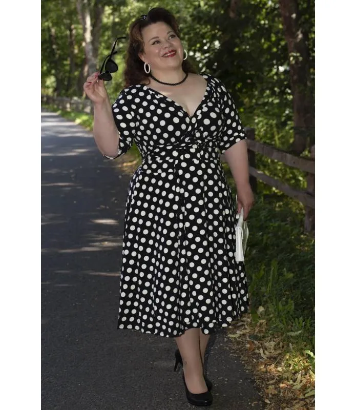 VESTIDO CRUZADO PUNTO NEGRO LUNARES BLANCOS MATILDA DOLLY AND DOTTY V870BLAWHIP