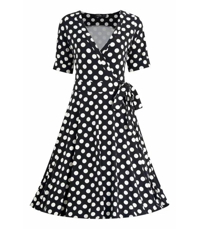 VESTIDO CRUZADO PUNTO NEGRO LUNARES BLANCOS MATILDA DOLLY AND DOTTY V870BLAWHIP