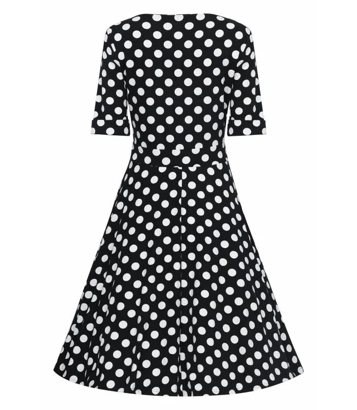 VESTIDO CRUZADO PUNTO NEGRO LUNARES BLANCOS MATILDA DOLLY AND DOTTY V870BLAWHIP