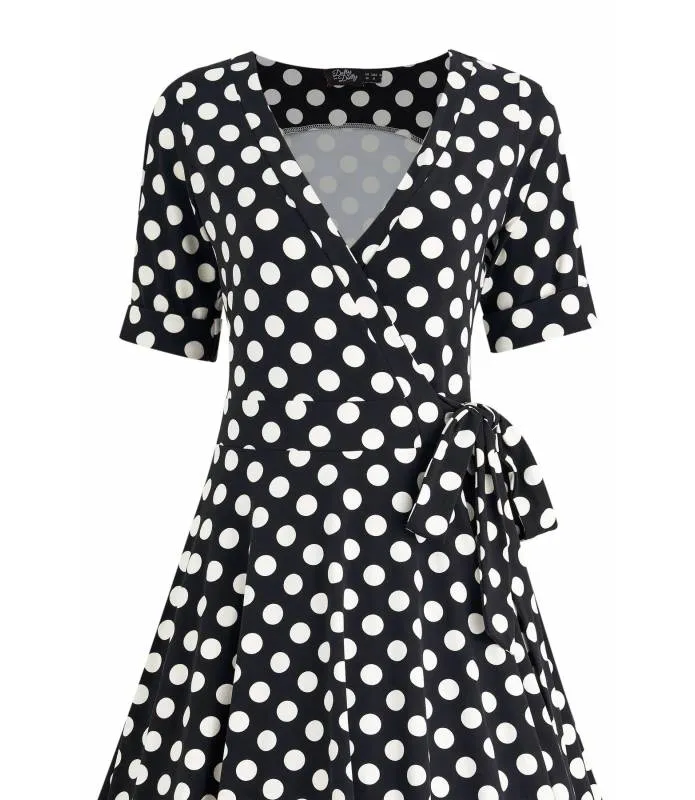 VESTIDO CRUZADO PUNTO NEGRO LUNARES BLANCOS MATILDA DOLLY AND DOTTY V870BLAWHIP