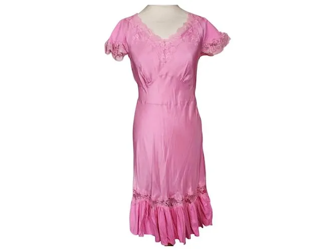 VESTIDO DE LENCERÍA MANOUSH WILD SILK SPIRIT T38/40 Rosa 