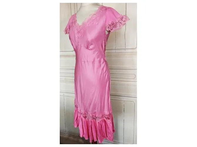 VESTIDO DE LENCERÍA MANOUSH WILD SILK SPIRIT T38/40 Rosa 