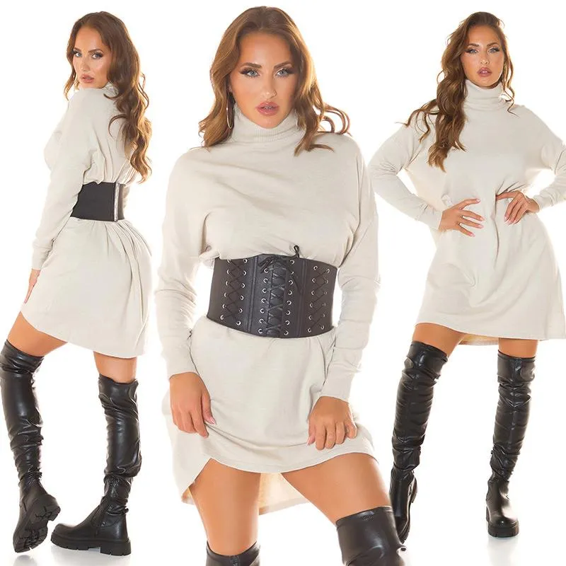 Vestido de punto Oversize beige