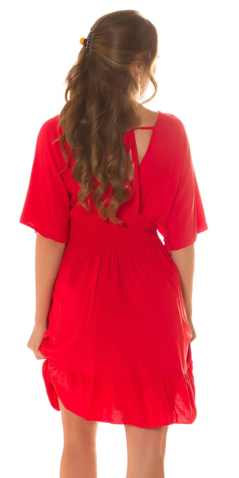 Vestido de verano cuello en V rojo