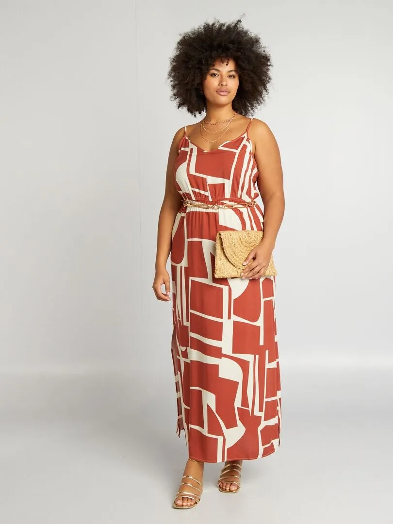 VESTIDO LARGO CON MOTIVO 'VERO MODA CURVE'  NARANJA