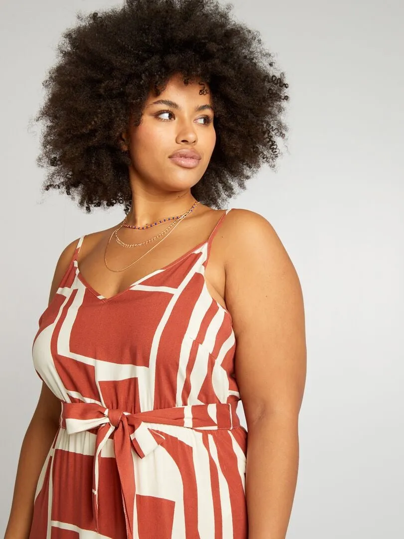 VESTIDO LARGO CON MOTIVO 'VERO MODA CURVE'  NARANJA