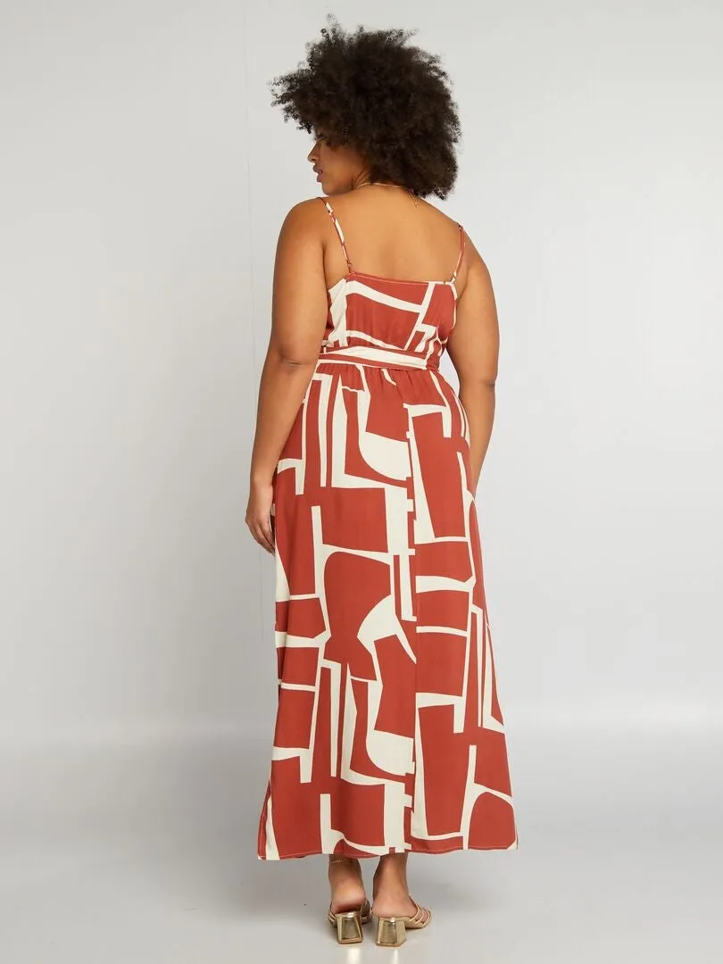 VESTIDO LARGO CON MOTIVO 'VERO MODA CURVE'  NARANJA