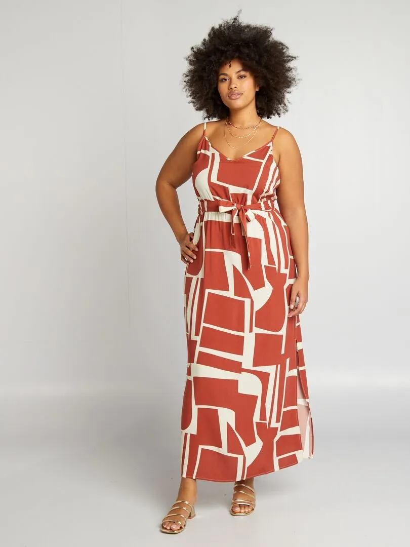 VESTIDO LARGO CON MOTIVO 'VERO MODA CURVE'  NARANJA