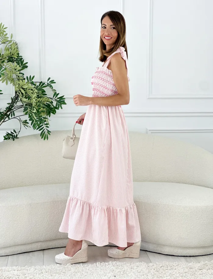 Vestido lorain rayas rosa