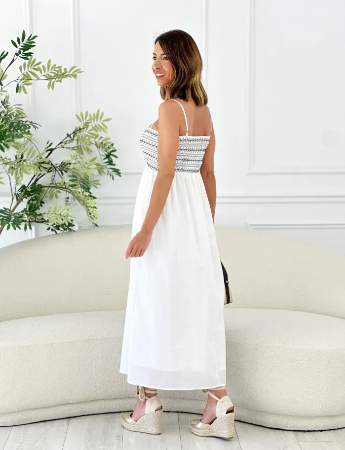 Vestido Myconos nido de abeja blanco
