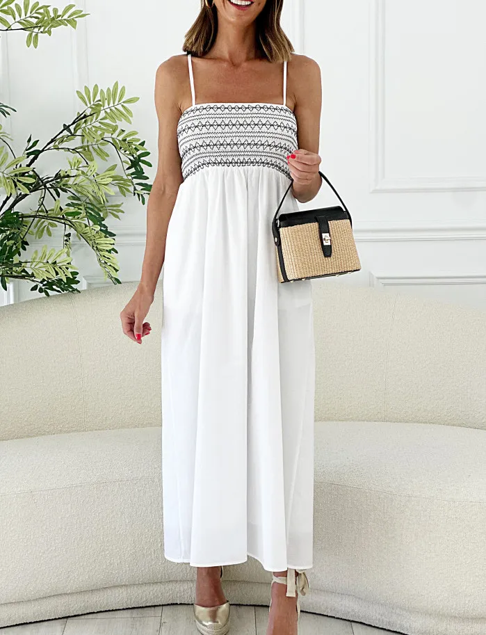 Vestido Myconos nido de abeja blanco