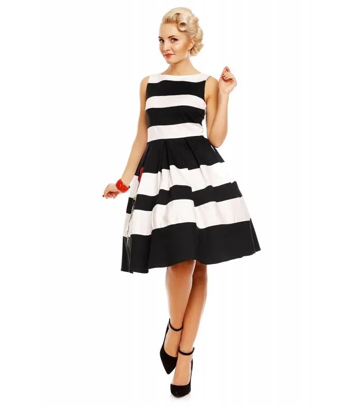 VESTIDO NEGRO BORDADO SIN MANGAS VUELO ANNIE VINTAGE DOLLY AND DOTTY S90515