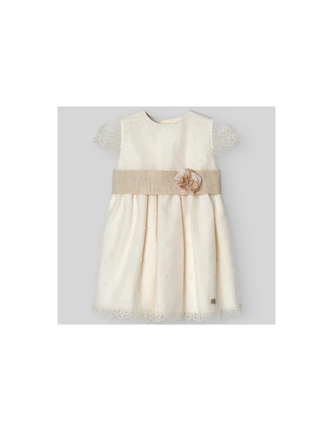 VESTIDO TULL BORDADO TOPITOS C/PUNTILLA CEREMONIA V24 PAZ RODRIGUEZ