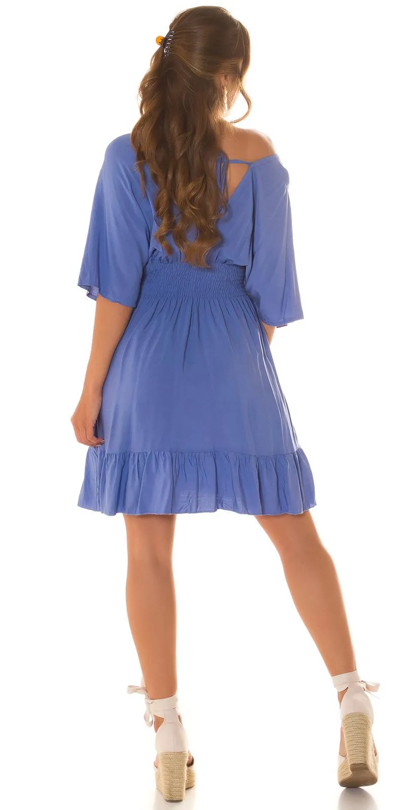 Vestido verano cintura fruncido azul