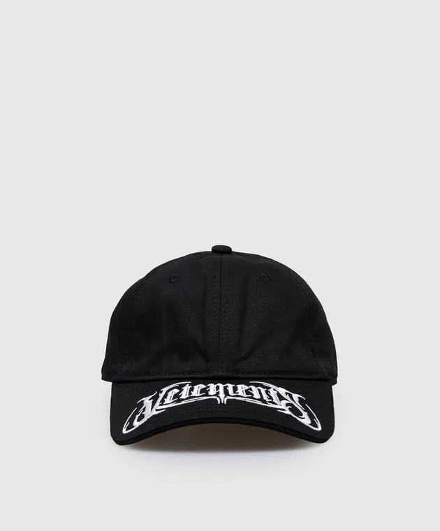 Vetements Black cap with contrasting logo embroidery