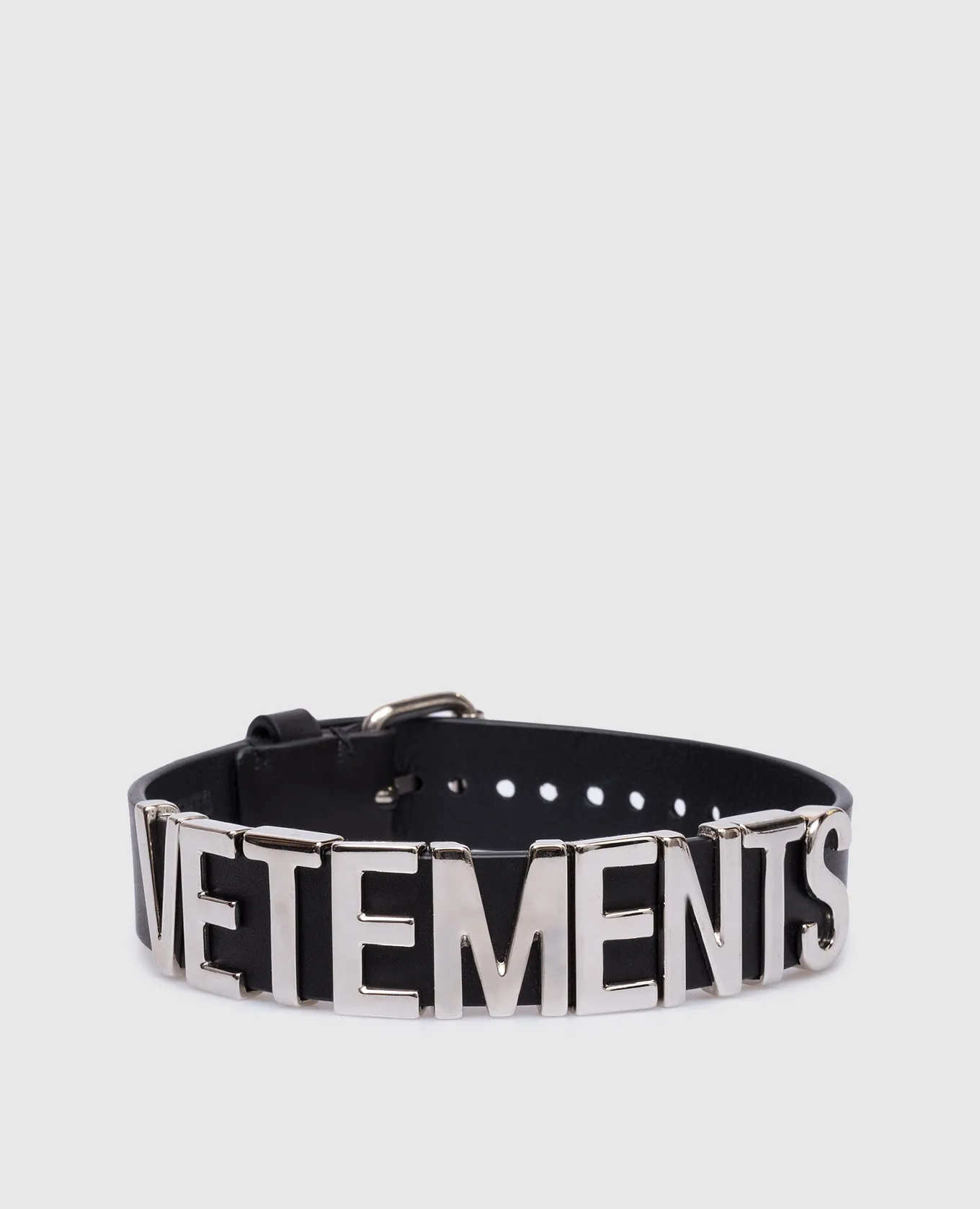 Vetements Black leather choker with metal logo