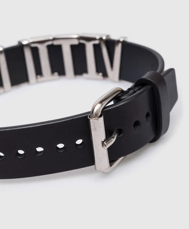 Vetements Black leather choker with metal logo
