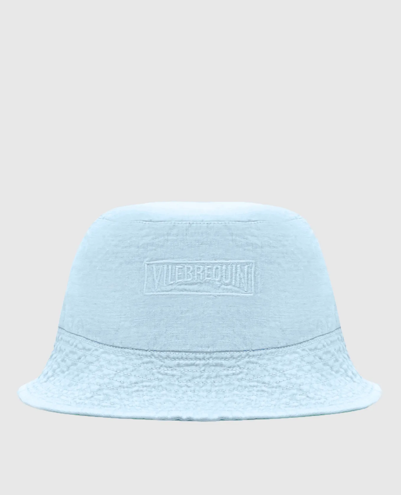 Vilebrequin Blue linen panama with logo embroidery