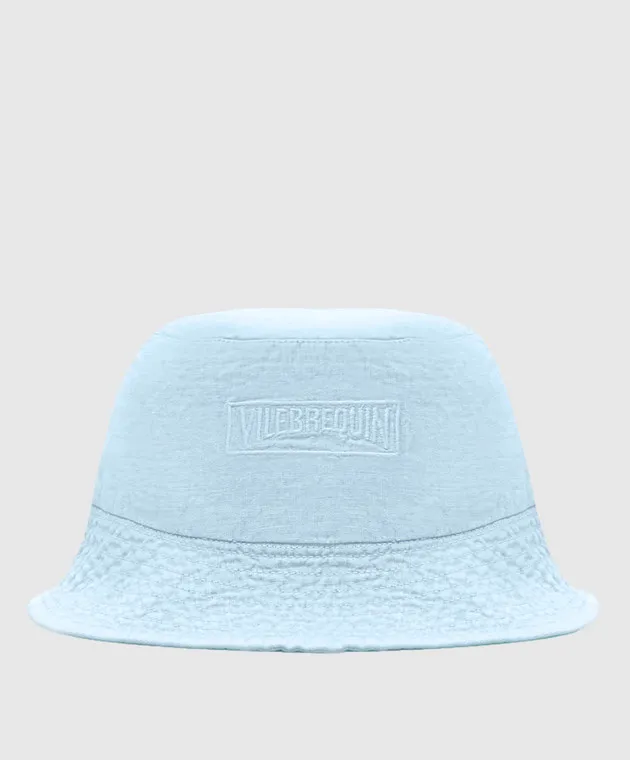 Vilebrequin Blue linen panama with logo embroidery