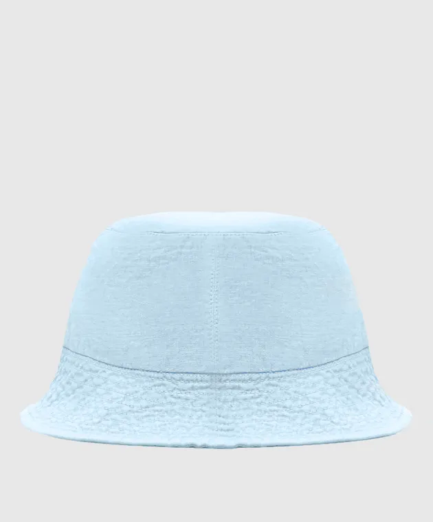 Vilebrequin Blue linen panama with logo embroidery