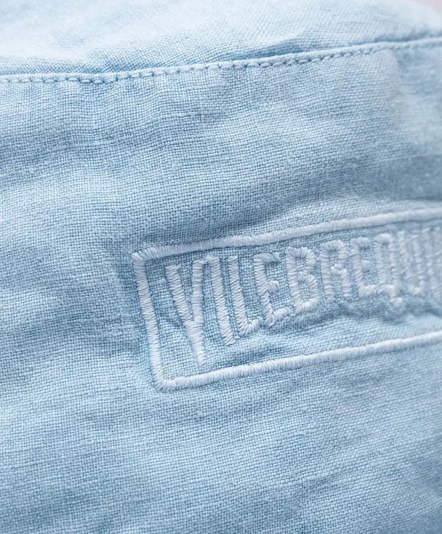 Vilebrequin Blue linen panama with logo embroidery
