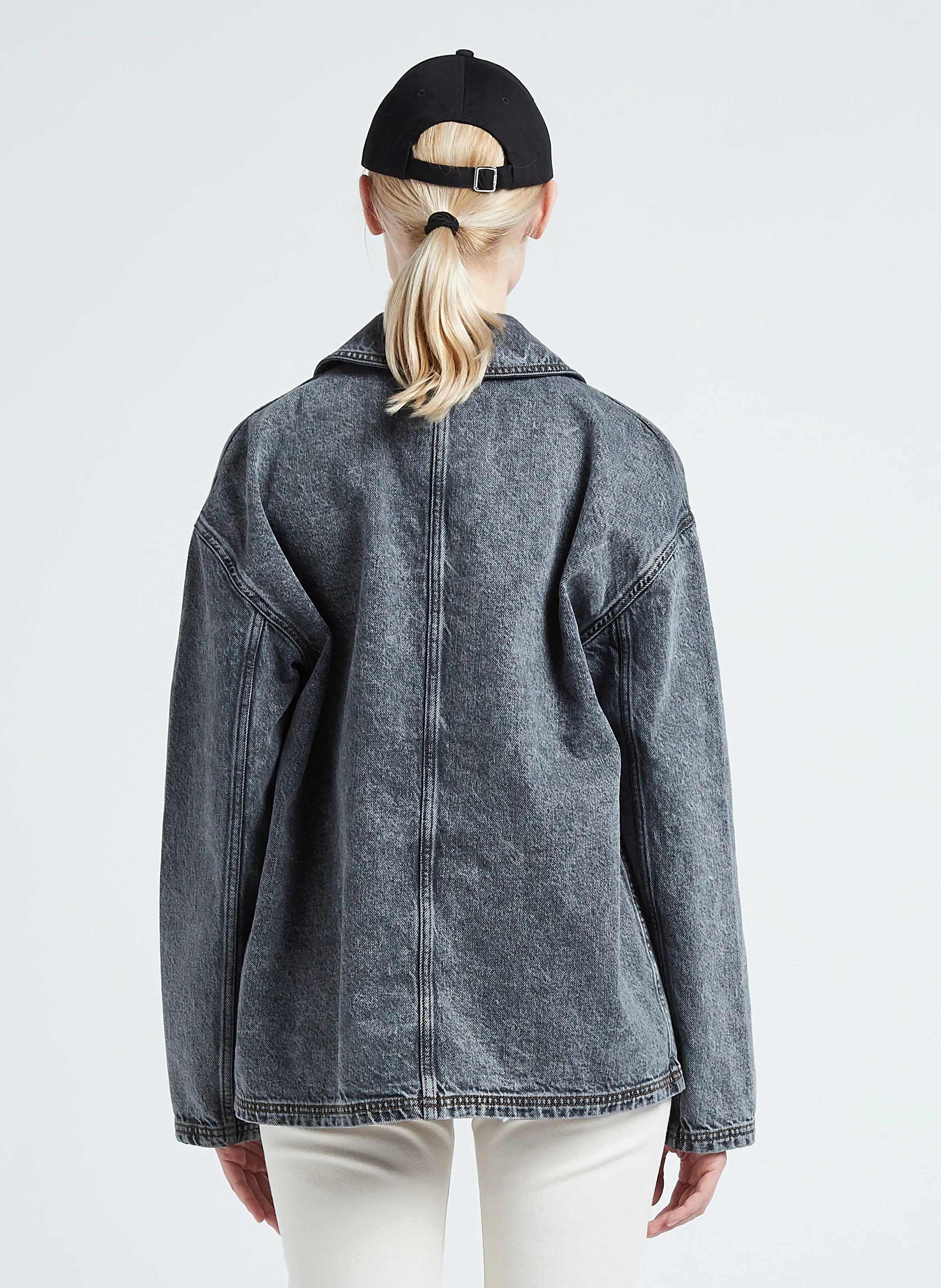 YOPDAY  CHAQUETA DE DENIM DE ALGODóN CON CUELLO CLáSICO EN GRIS